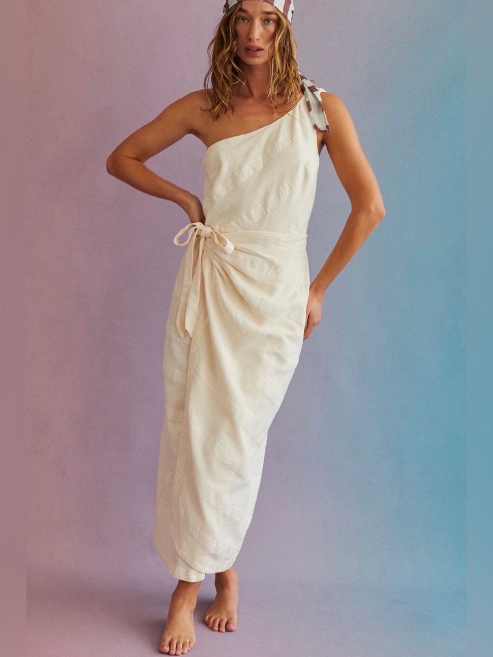 Free People At Leisure Midi-Maxi One Shoulder Wrap Dress in Small